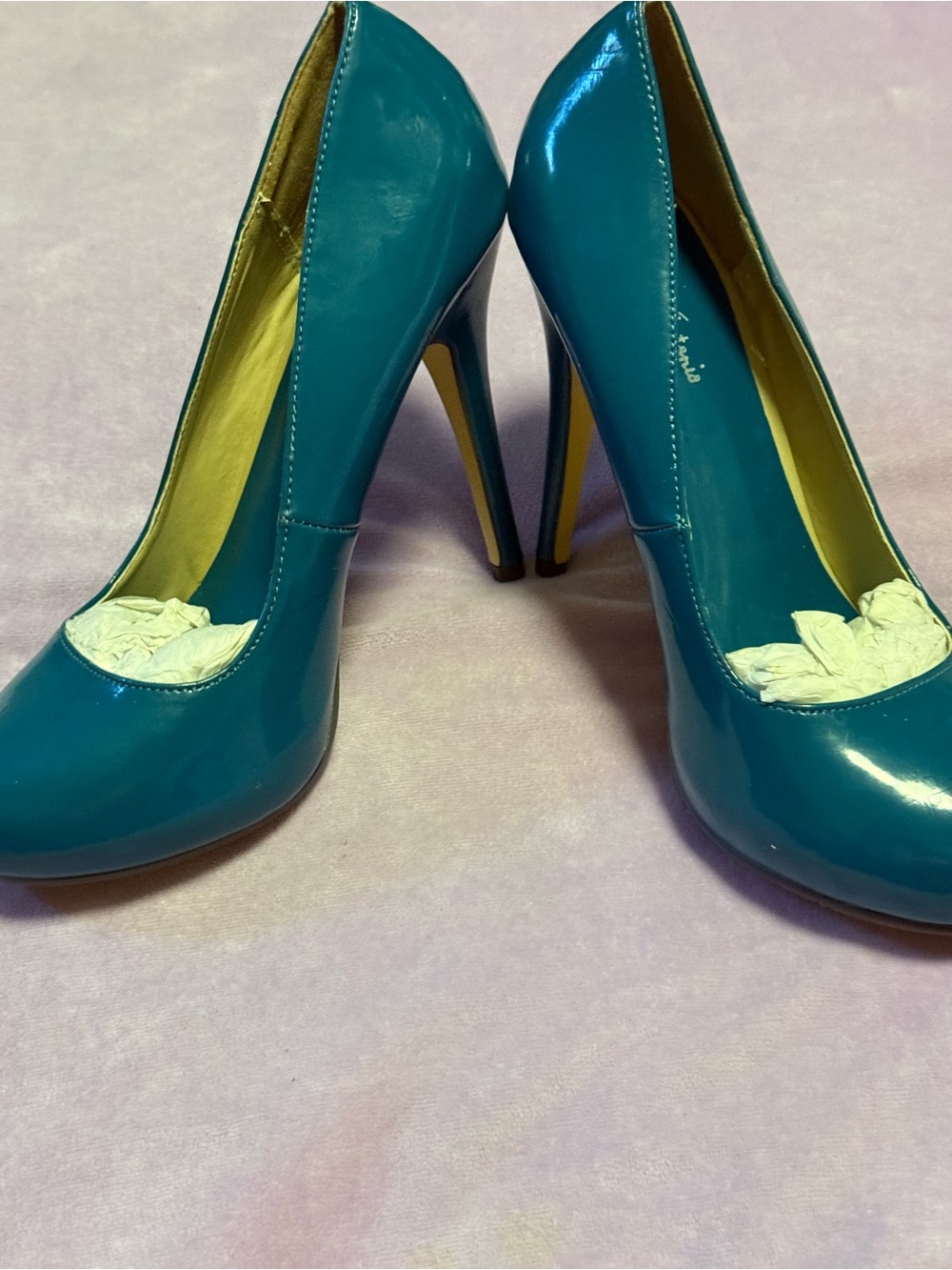 Michael Antonio Teal Turquoise Patent Stiletto Pumps Size 7